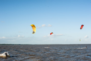 kitsurfing in a sunny day