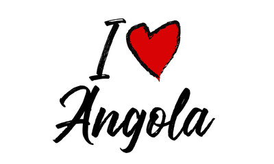 I Love Angola Creative Cursive Text Typography Template.