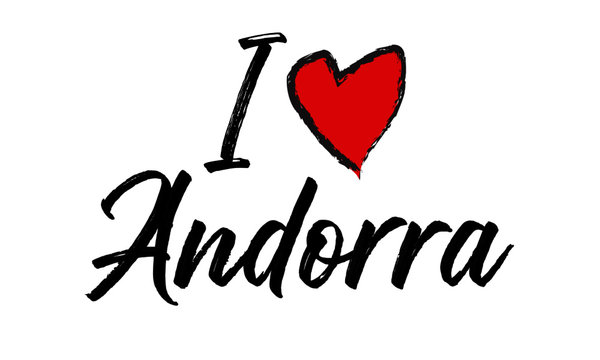 I Love Andorra Creative Cursive Text Typography Template.