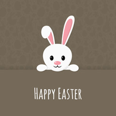 Easter greeting card with cute bunny and wishes. Vector