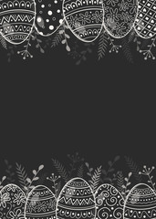 Template of an Easter background with decorative eggs and copyspace. Vector
