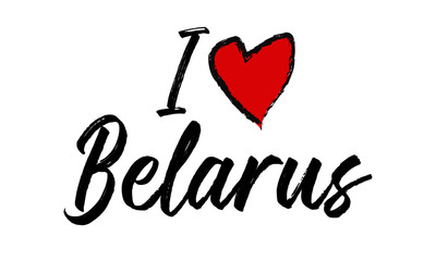 I Love Belarus Creative Cursive Text Typography Template.