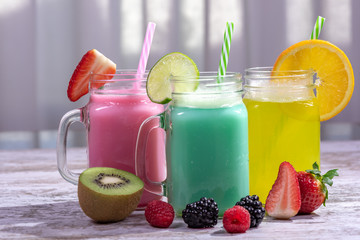 Smoothies made with refreshing tropical fruits