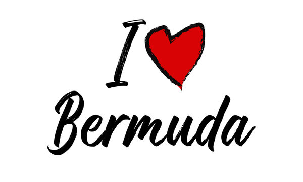 I Love Bermuda Creative Cursive Text Typography Template.