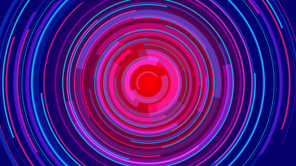 Circle neon lines technology Hi-tech blue background. Abstract graphic digital future concept design.