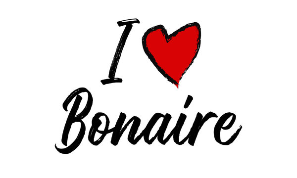 I Love Bonaire Creative Cursive Text Typography Template.