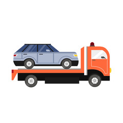 tow truck with car design element for illustration. flat icon