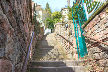 Historical stairway alleyway Heidelberg cityscape Baden-Württemberg Germany