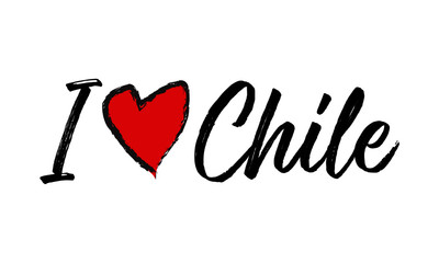 I Love Chile Creative Cursive Text Typography Template.