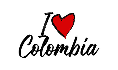 I Love Colombia Creative Cursive Text Typography Template.