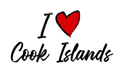 I Love Cook Islands Creative Cursive Text Typography Template.