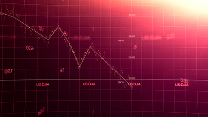 Stock market graph global crisis caused by corona virus SARS-CoV-2, source of COVID-19 pandemic disease. American market index in 2020, industry in recession.