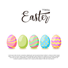 Happy Easter card. Set of  Easter eggs with different texture on a white background.  Vector isolated Illustration. 