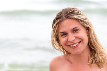  Female tourist by the sea