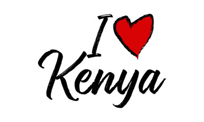I Love Kenya Creative Cursive Text Typography Template.