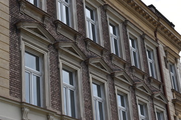 Frontage and windows on historical building