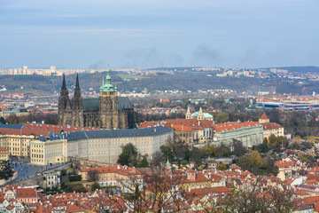 Naklejka na ściany i meble Walking in autumn Prague.