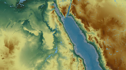 Al Bahr al Ahmar, Egypt - outlined. Relief