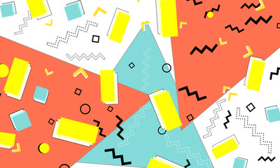 90s design. Geometric Memphis pattern. Vector.