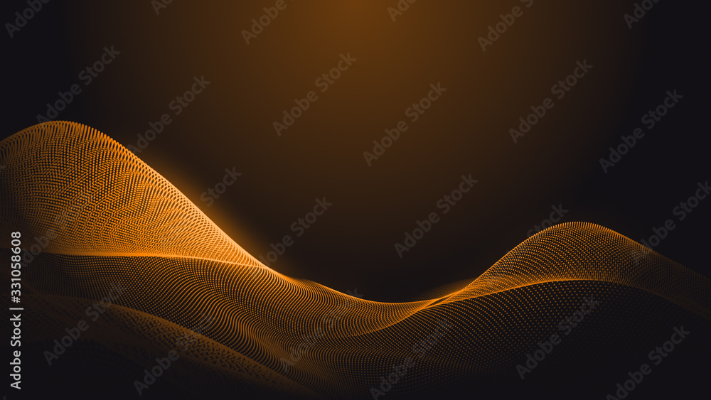 Fototapete dot orange wave light screen gradient texture background. abstract technology big data digital backg