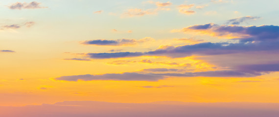 Picturesque sky with clouds during sunset, background for design_