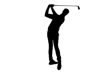 isolated view of young man playing golf
