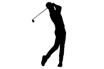 isolated view of young man playing golf