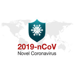 Coronavirus nCoV concept on the world map. biological hazard risk. Antivirus symbol vector illustration