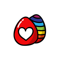 Easter eggs doodle icon, vector illustration