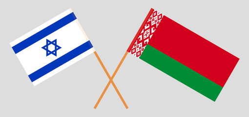 Crossed flags of Belarus and Israel