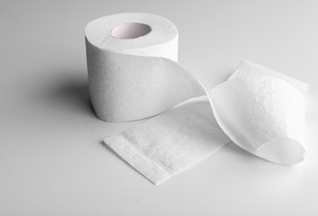 Roll of toilet paper or tissue isolated on white
