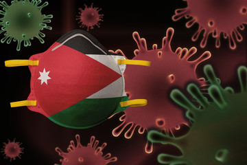 Coronavirus. The concept of the fight against the virus. Antibacterial face mask with the image of the national flag of the states.