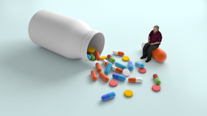 Capsule pill on white background