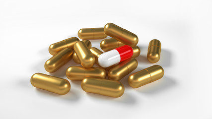 Capsule pill on white background