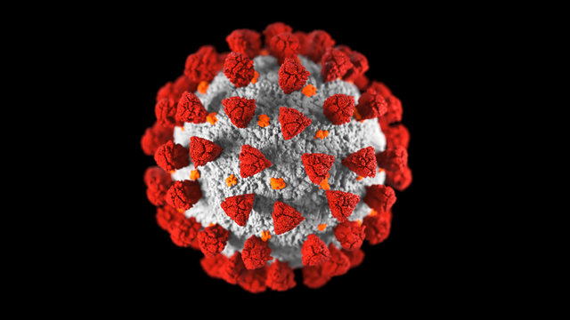 Coronavirus With Red Spikes. 3d Rendering