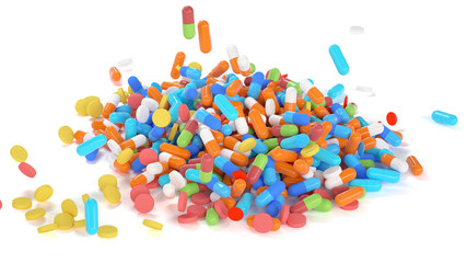 Capsule pill on white background