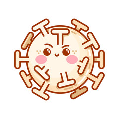 Coronavirus icon design vector illustration. Cute Coronavirus Bacteria Cell Icon, 2019-nCoV Novel Coronavirus Bacteria. No Infection and Stop Coronavirus Concepts. Dangerous Virus Cell in China