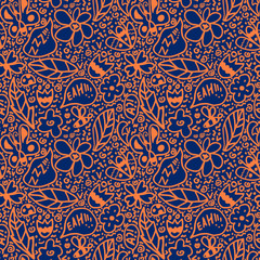 Seamless doodle pattern. Vector background. Funny linear elements on a white background. For wrapper, textile, wallpaper, background