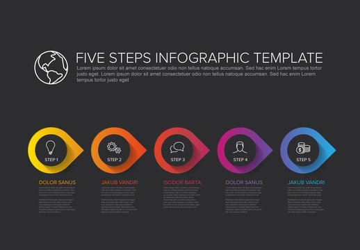 Dark Gray Infographic Layout with Colorful Gradient Elements