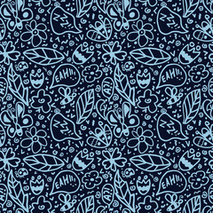 Seamless doodle pattern. Vector background. Funny linear elements on a white background. For wrapper, textile, wallpaper, background