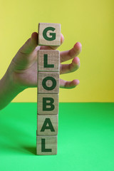 GLOBAL word made with building blocks.