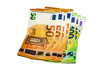 Euro banknotes isolate on a white background