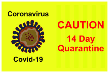 Coronavirus (Covid-19) 14-day quarantine warning poster vector illustration