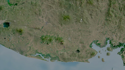 San Miguel, El Salvador - outlined. Satellite
