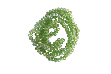 Green stone beads isolated on a white background