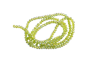 Green stone beads isolated on a white background