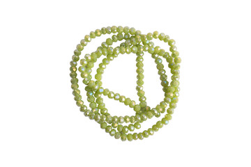 Green stone beads isolated on a white background