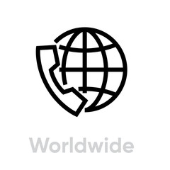 Worldwide call icon. Editable line vector.
