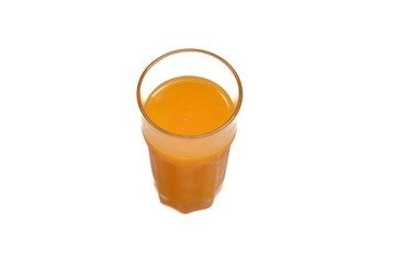 Orange juice in a glass on white isolated background with copy space
