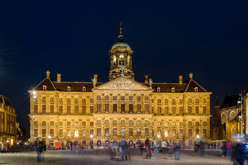 Fototapeta na wymiar Amsterdam by night, Dam Square